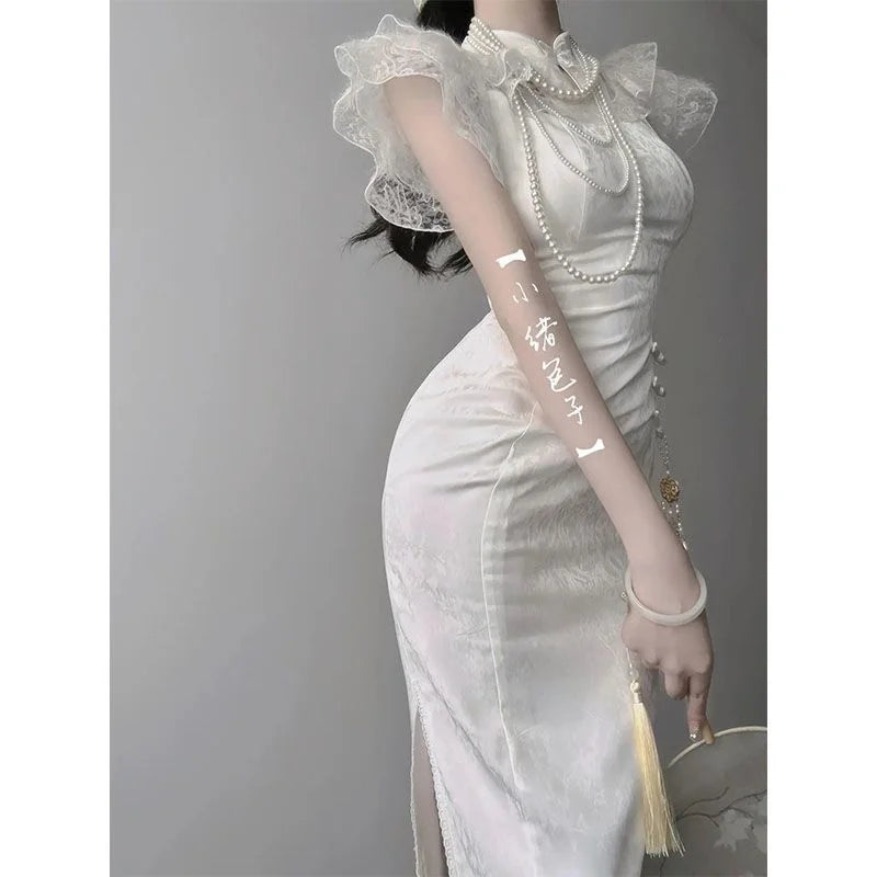 vzyzv  -  New Chinese Style Dress Traditional Chinese Buttocks Wrapped Dress Summer New Slim Dresses Elegant Women Cheongsam Dress