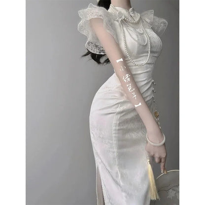 vzyzv -  New Chinese Style Dress Traditional Chinese Buttocks Wrapped Dress Summer New Slim Dresses Elegant Women Cheongsam Dress