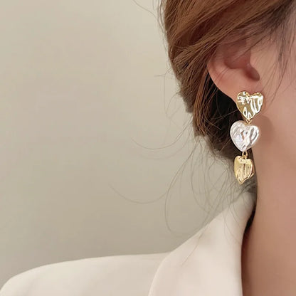 vzyzv  -  French Retro Shell Pearl Love Heart Tassel Earrings Exquisite Style Fashionable Ladies Style Jewelry Accessories