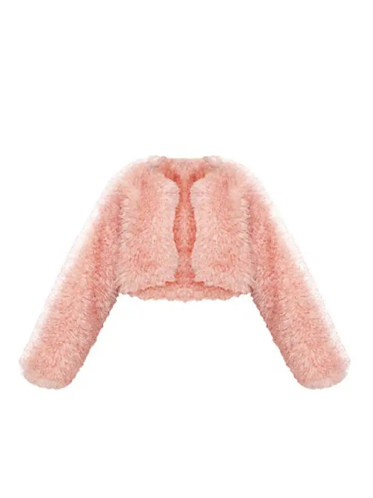 vzyzv  -  Fashion Oversized Pink Fluffy Faux Fur Coat For Women Casual Lapel Long Sleeved Thicken Plush Coats Ladies High Streetwear