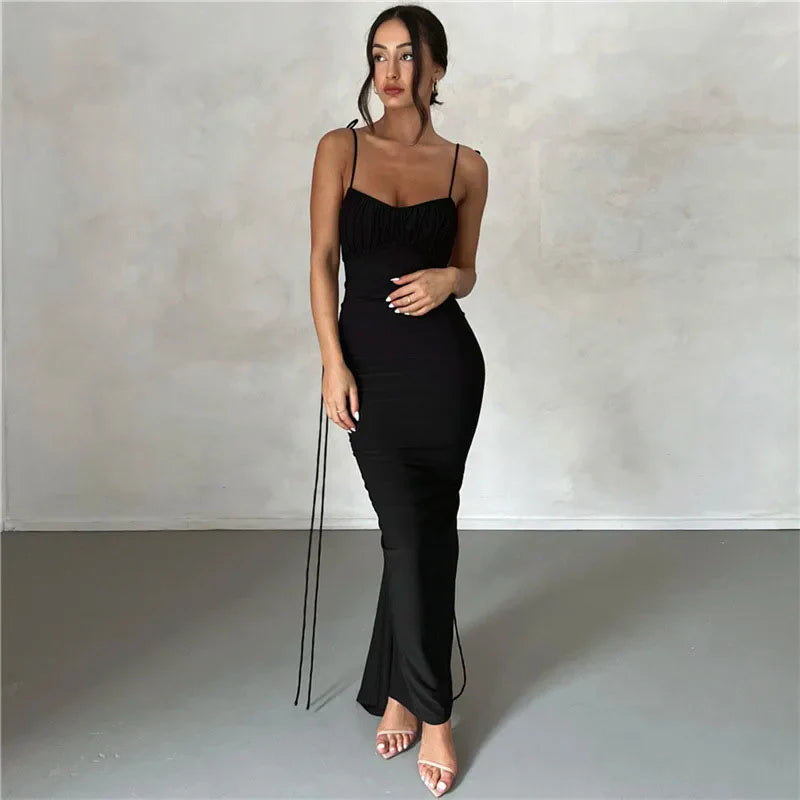 nvxiot  -  INS European and American style summer new women's clothing fashion suspender sexy backless slim bag buttocks temperament dress