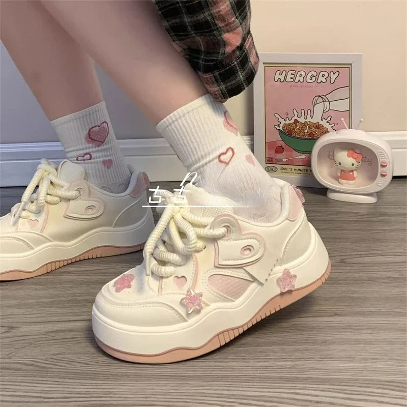 vzyzv -  Kawaii Pink Women Shoes Platform Female Sneakers Skateboard Tennis Flats Spring Summer 2024 Casual Basket Korean Vulcanize