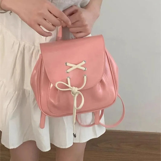 vzyzv  -  Pink Backpacks for Women Korean Style  New Fashion Small Leather Backpack Sweet Cute Casual Luxury Designer Female Bag