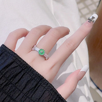 vzyzv  -  New Korean Oil Dropping Metal Opening Ring Fashionable Elegant Simple Geometric Ring Women's Jewelry