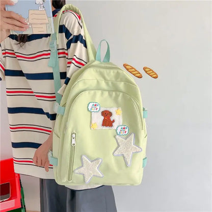 vzyzv  -  Japanese Cartoon Dog Star Patchwork Backpack Korean Y2k Cute High-capacity Sweet Girl Schoolbag Fahion Mochilas Para Mujer