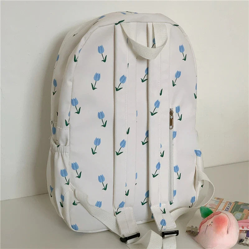 vzyzv  -  Korean Ins Girls Sweet Chic Flower Backpacks High-capacity All Match Y2k Aesthetic Women Bags Fashion Students Preppy Schoolbags