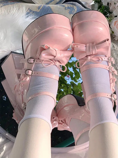 vzyzv  -   Summer Fashion Tea Party Sweet Lolita Shoes Women's Super High Heels 12cm Platform 4cm Cute Square Toe Mary Jane Shoes