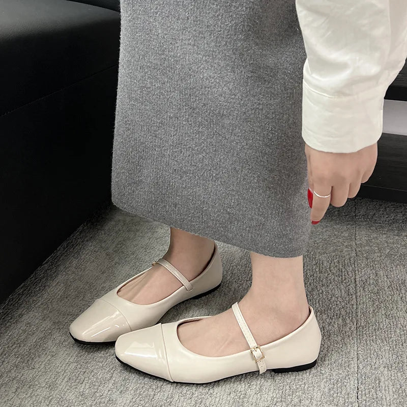 vzyzv  -  Retro Simple Square Head Low Heel Mary Jane Shoes for Ladies Spring Autumn Comfortable Lovely Heels Shoes for Women