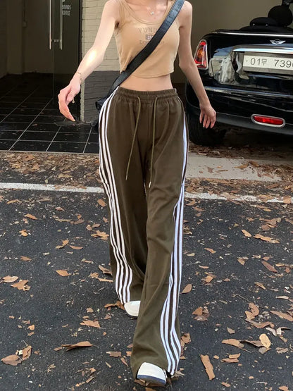 vzyzv -  Sports Pants for Women Y2k Fashion Stripe Patchwork Casual Sweatpants Harajuku Summer Wide Leg Trousers Oversize Joggers