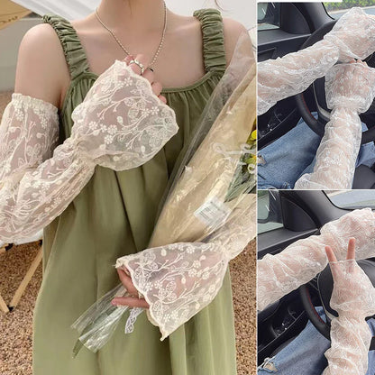 vzyzv -  INS White Lace Sunscreen Sleeves Long Fingerless Summer Hollow Arm Sleeve Elastic Mesh Tulle Arm Sleeve Mittens Covered Cuffs