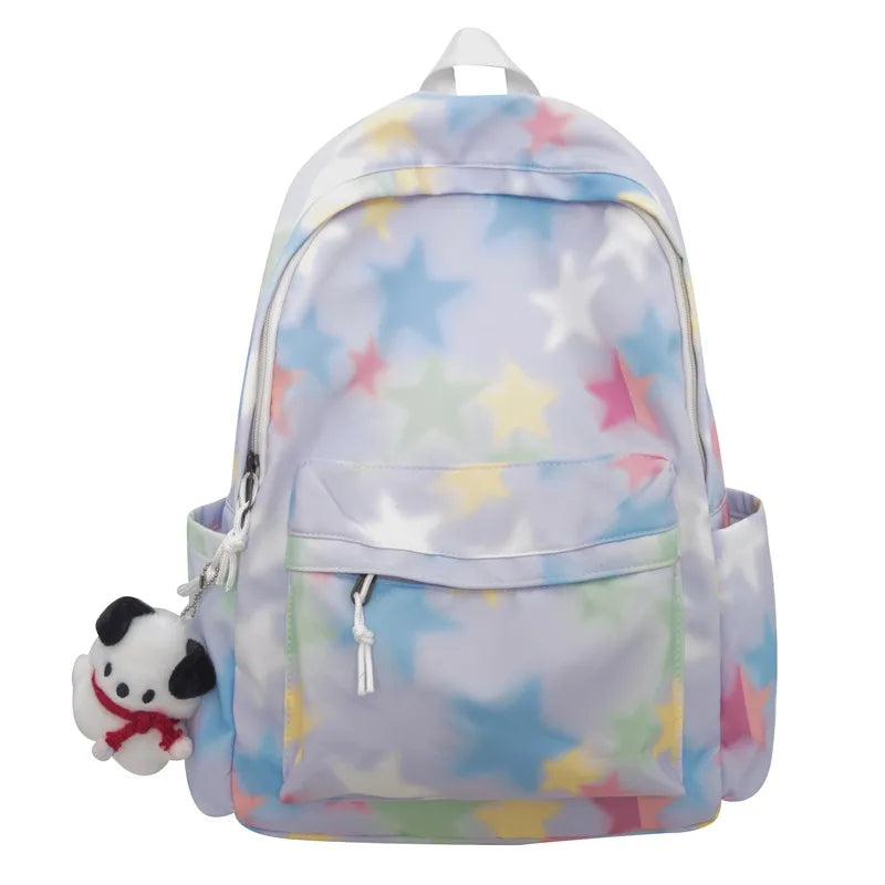 vzyzv  -  Korean Kawaii Star Print Backpacks Ins Harajuku Sweet Girls Preppy Schoolbags Fashion Y2k Women All Match Backpack High-capacity