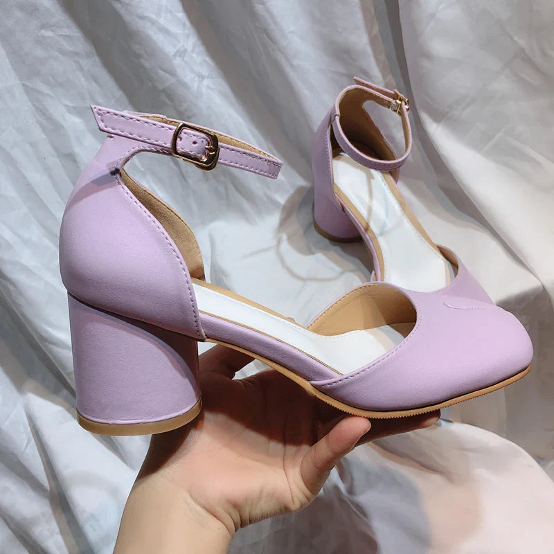 vzyzv -  New Purple Women Tabi Shoes Split Toe Female Chunky High Heel Pumps Ankle Wrap Designer Summer Sandals Mary Janes Big Size