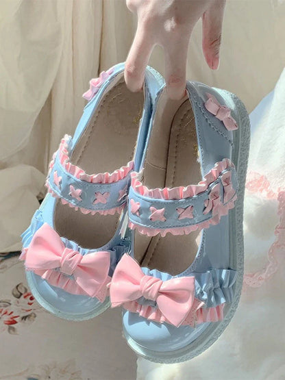 nvxiot  -  Lolita Kawaii Mary Janes Shoes Women Slip-on Japanese Sweet Flat Shoes Ladies Butterfly-knot Cute Fashion Round Toe Shoes Summer