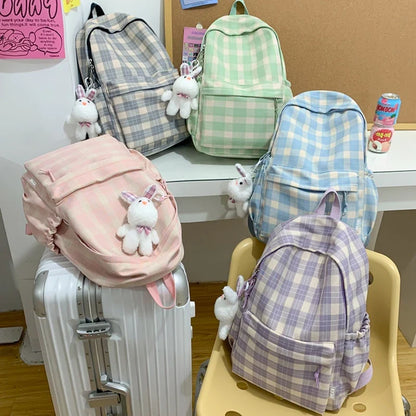 vzyzv  -  New Fashion Lady Lattice Travel School Bag Female Plaid Cute College Backpack Trendy Women Bag Girl Cool Kawaii Laptop Backpack