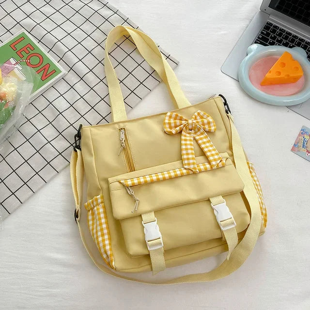 vzyzv  -   Fashion Kawaii Cute Bow Plaid Underarm Bag Casual Simple Japanese Chic Crossbody Bags Sweet Women  Y2k Shoulder Handbags