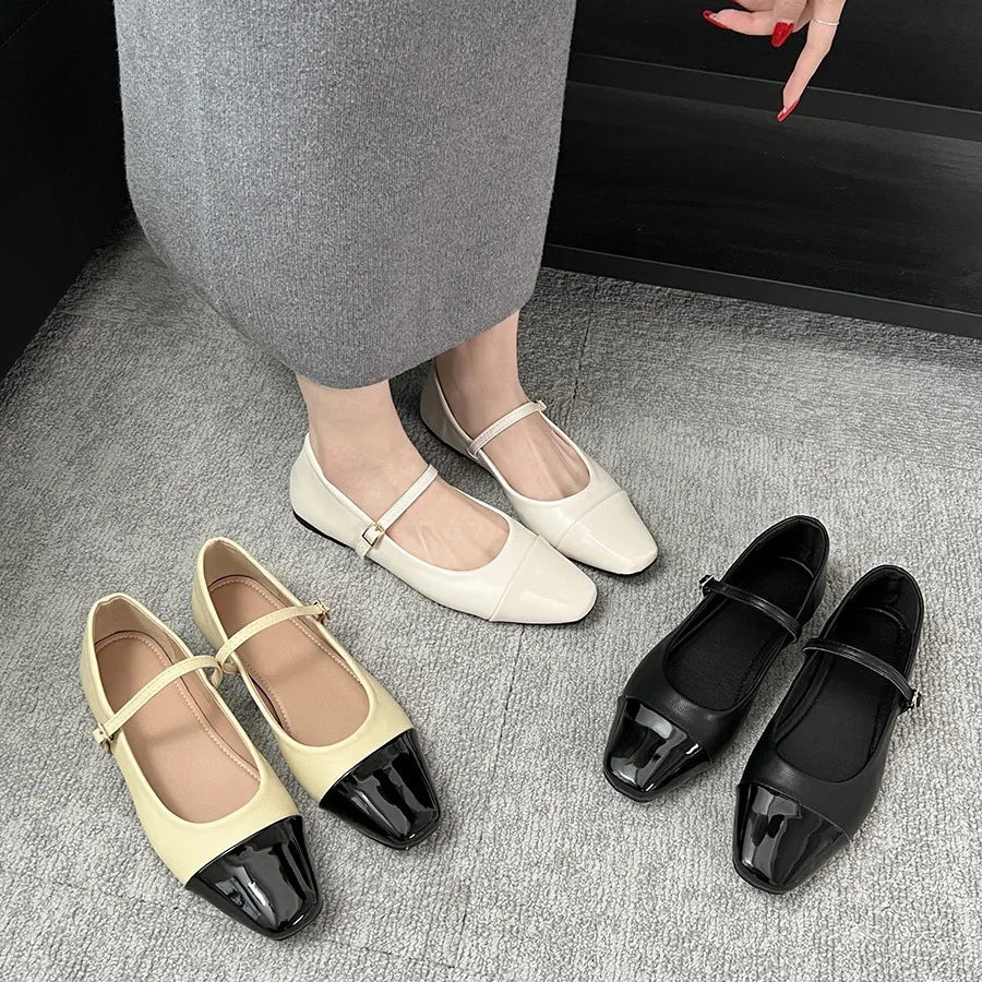 vzyzv  -  Retro Simple Square Head Low Heel Mary Jane Shoes for Ladies Spring Autumn Comfortable Lovely Heels Shoes for Women