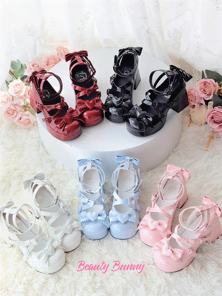 vzyzv  -  Woman Lolita Shoes Luxury Designer High Heels 8cm Square Toe Cosplay Anime Kawaii Shoes Goth Girls Female Cute Jk Loli Shoe