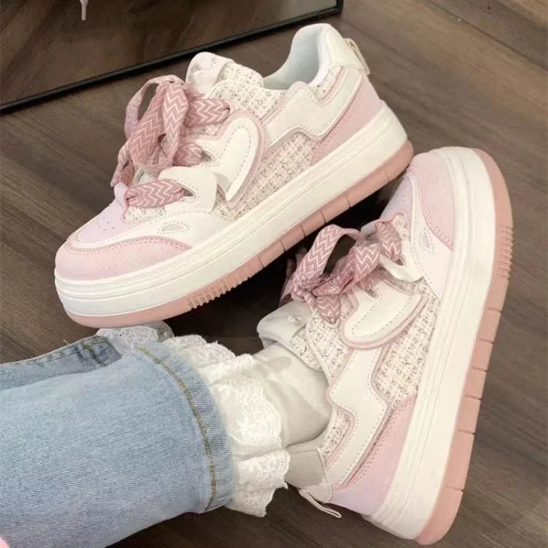 vzyzv  -  Pink Platform Sneakers Kawaii Women's Sports Shoes Casual Vintage Cute Vulcanize Harajuku Tennis Female Flats Lolita