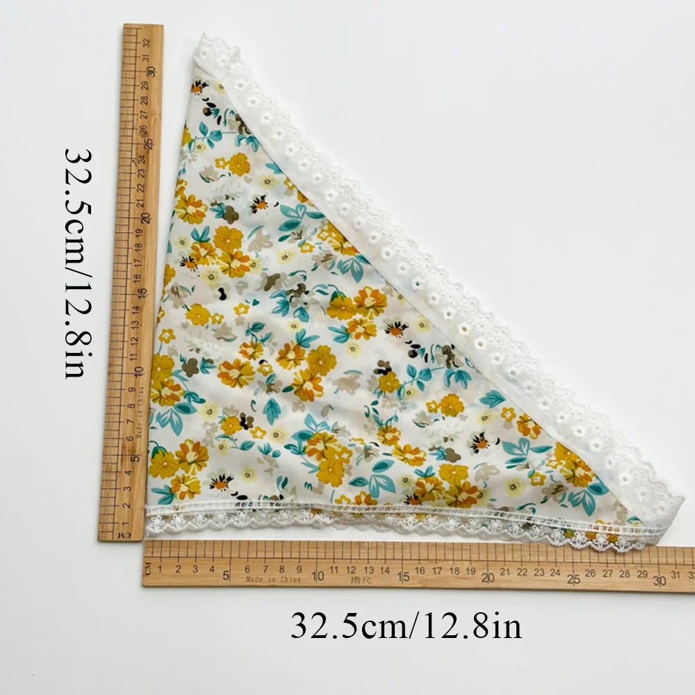 vzyzv -  INS French Summer Bow Lace Triangle Bandana Fairy Dreamy Style Woman Headwear Scarf Ribbon Sweet Headband Hair Accessories