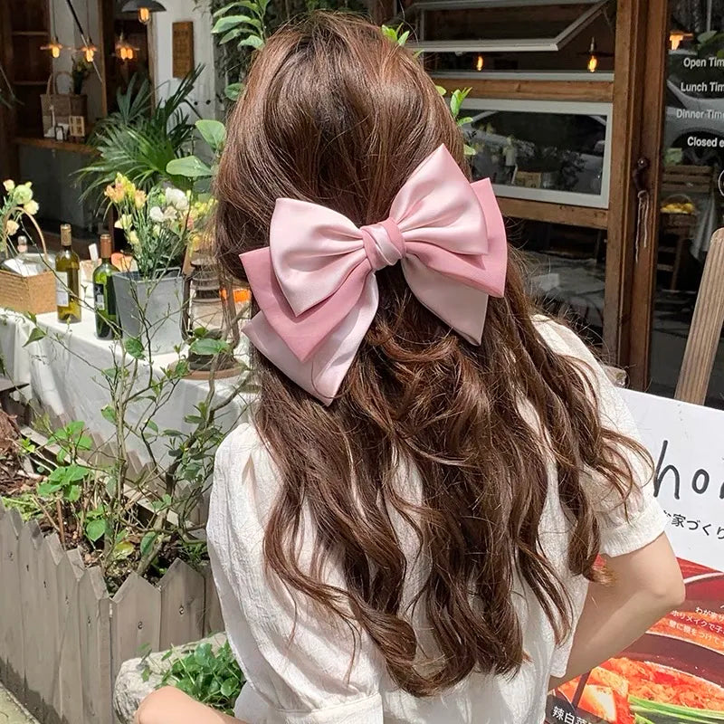 vzyzv  -  Korean Solid Color Bowknot Hair Clips for Women Girls Trendy Big Bow Clip Ponytail Clips Barrettes Pin Accessories