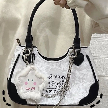 vzyzv  -  Sweet Cool Girl Handbag Korean Chain Star Pendant Aesthetic Casual Underarm Shoulder Bag Y2k Trendy Designer Bags Luxury