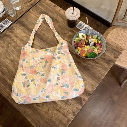 vzyzv  -  Korean Ins Sweet Flower Print Women Tote Bags Students Fashion Harajuku Y2k Handbags High-capacity Casual All Match Shoulder Bag