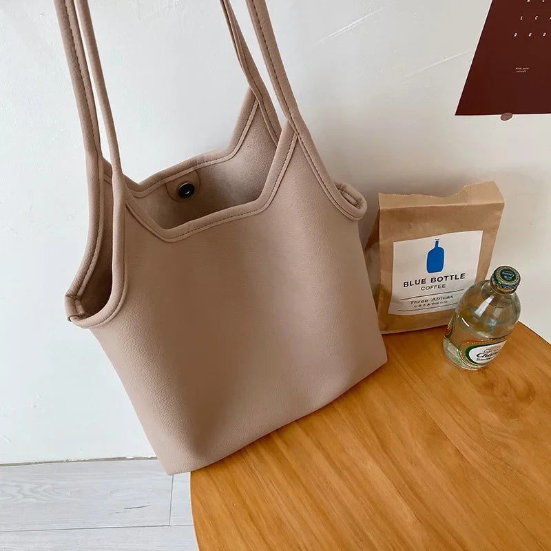 vzyzv  -  Korean Elegant All Match Ins Women Handbags High-capacity Soft Leather Shoulder Bags Casual Solid Fashion Chic Underarm Bag Y2k