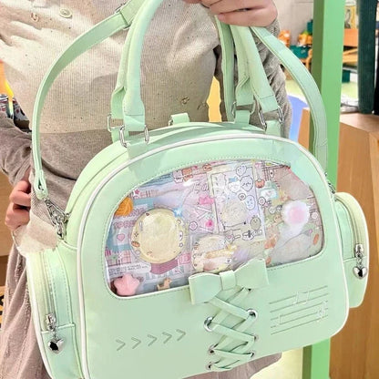 vzyzv  -  Transparent Kawaii Cute Bow Shoulder Bags Luxury Design Y2k Fashion Ita Bag Casual Sweet Women Ins All Match Purses and Handbags