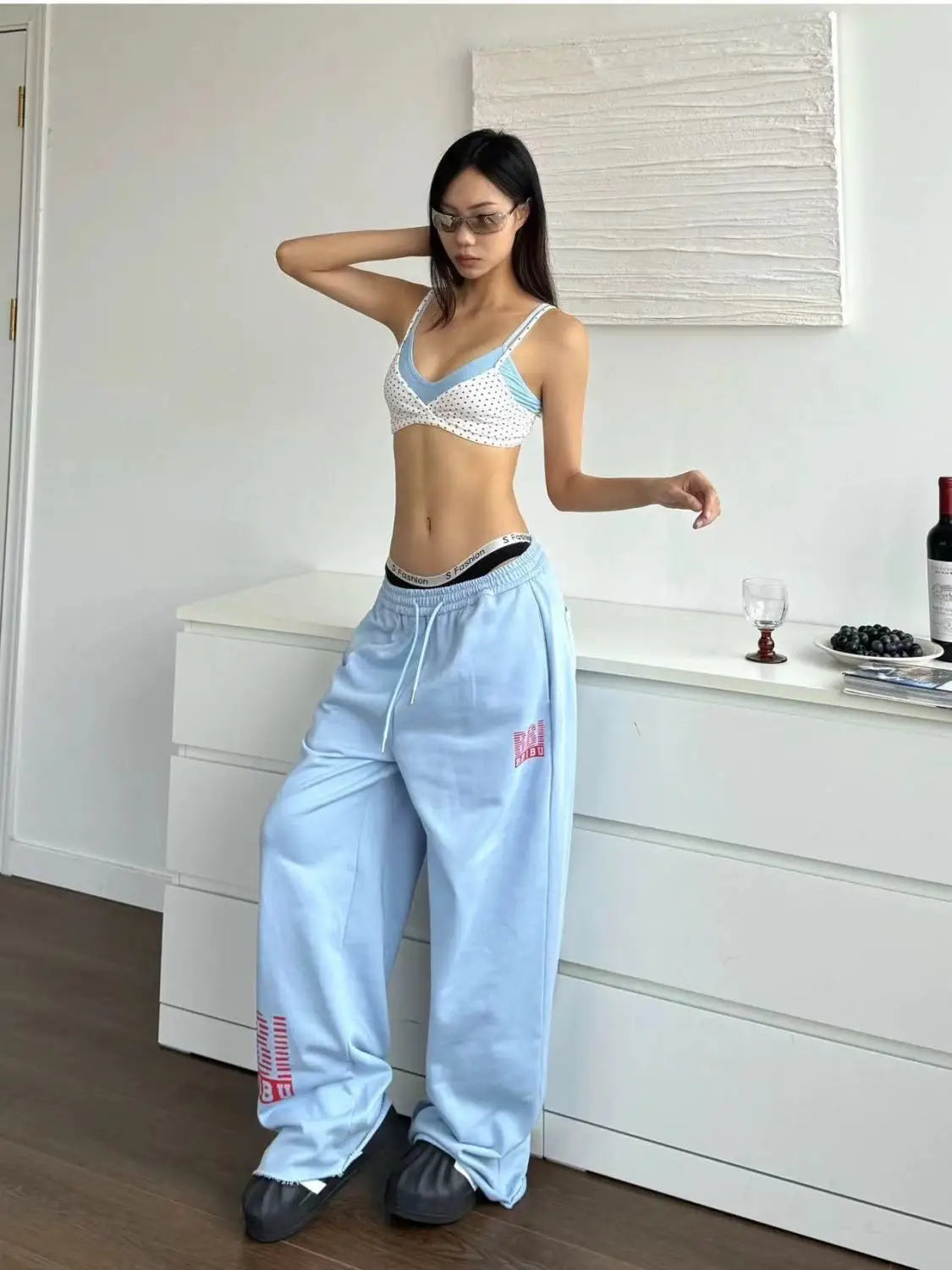 TAVIMART  -  Sports Pants Letter Printed Female 2024 New Summer American Street Dance Jazz Hip-Hop Loose Casual Pants