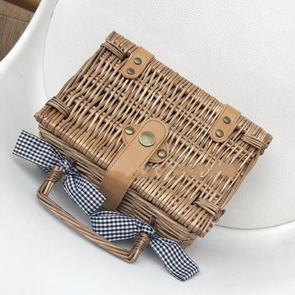 vzyzv -  New Handmade Bohemian Women's Handbags Summer Straw Beach Bag Square Rattan Bow Female Bags Fashion Designer Shopper Purse