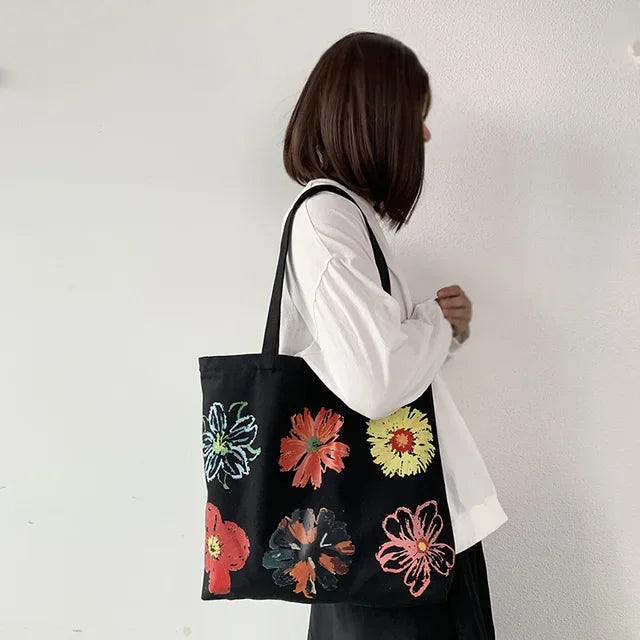 vzyzv  -  Y2k Harajuku Flower Print Women's Handbags High-capacity Preppy Chic Underarm Bag Fashion Sweet Simple Shoulder Tote Bags Korean