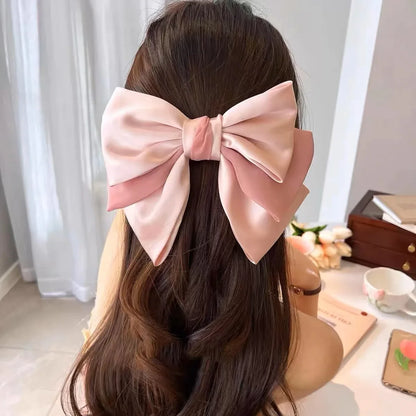 vzyzv  -  Korean Solid Color Bowknot Hair Clips for Women Girls Trendy Big Bow Clip Ponytail Clips Barrettes Pin Accessories