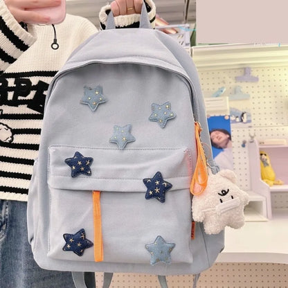 vzyzv  -  Japanese Cute Girl Star Patchwork Aesthetic Backpack Y2k All Match Canvas School Backpack for College Students Girl Mochilas