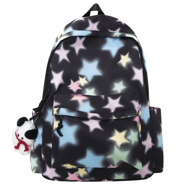 vzyzv  -  Korean Kawaii Star Print Backpacks Ins Harajuku Sweet Girls Preppy Schoolbags Fashion Y2k Women All Match Backpack High-capacity