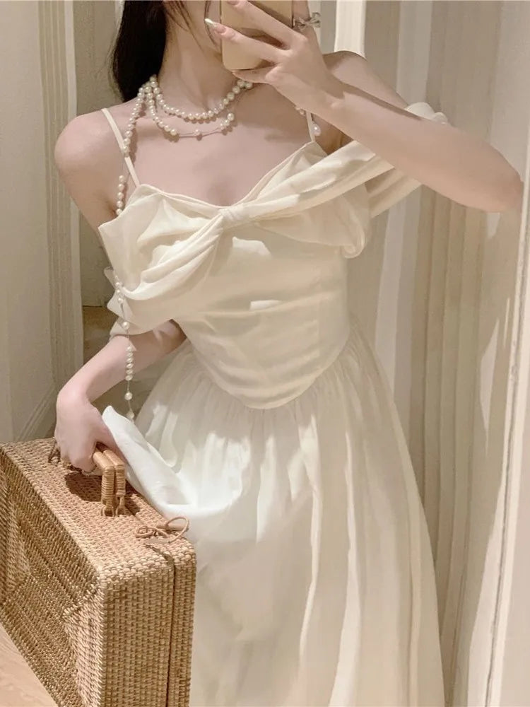 vzyzv  -  Summer Even Party Strap Dress Women Vintage Elegant One Pice Dress Korean Outwear Beach Style Yk2 Midi Dress Office Chic