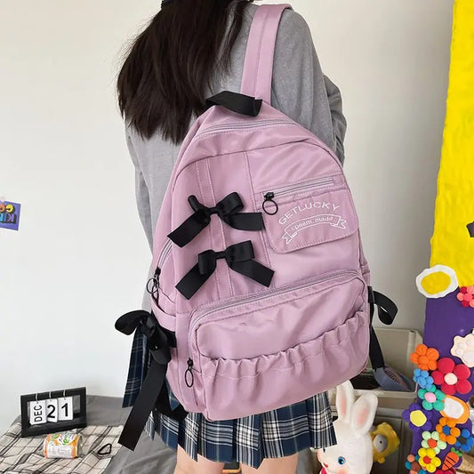 vzyzv  -  Sweet Cute Girl Bow Backpack Casual Big Capacity Schoolbag Handbag Student Leisure Travel Backpack