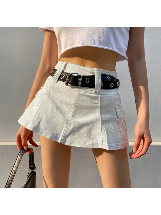 vzyzv  -  Summer Women Korean Fashion High Waist Mini Cargo Skirt Cutecore Gyaru Harajuku 2000s Coquette Cyber Punk Y2k Streetwear Tide