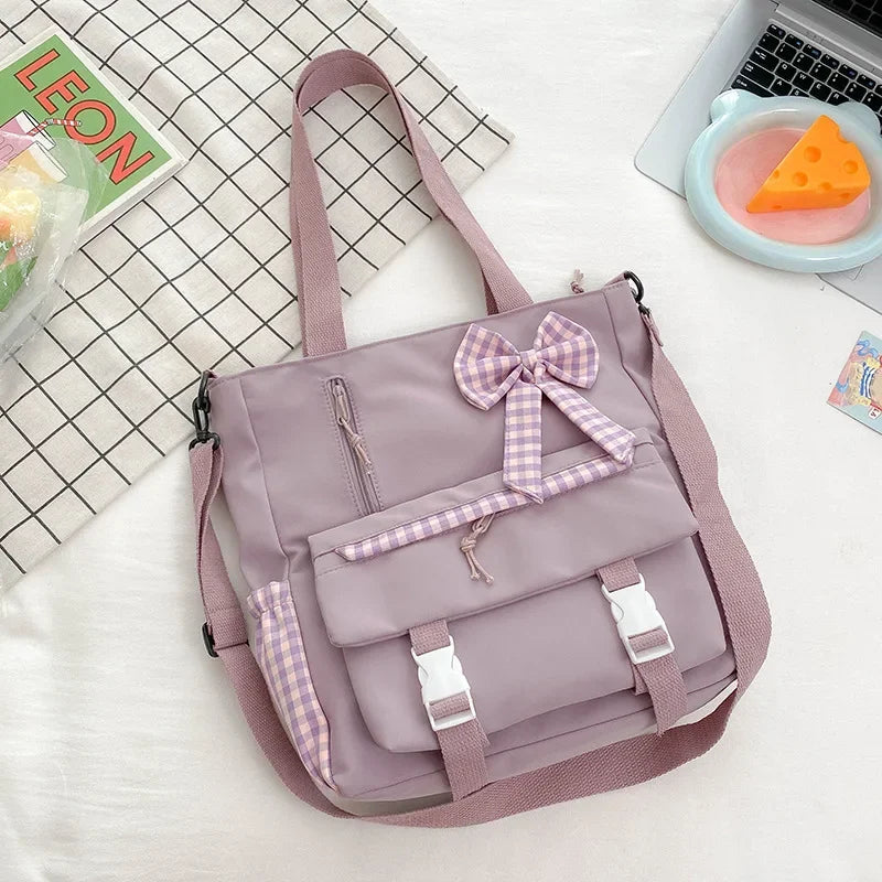 vzyzv  -   Fashion Kawaii Cute Bow Plaid Underarm Bag Casual Simple Japanese Chic Crossbody Bags Sweet Women  Y2k Shoulder Handbags