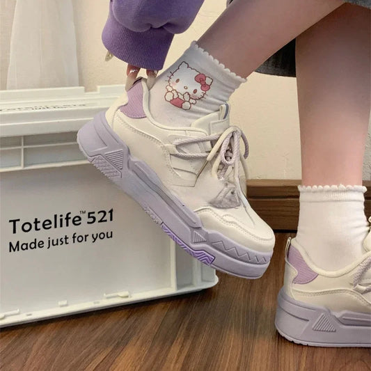 vzyzv  -  Purple Platform Sports Shoes White Sneakers Women Casual Vintage Vulcanize Kawaii Korean Fashion Lolita Tennis Female