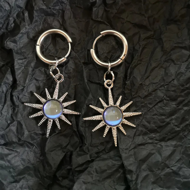 vzyzv  -  New In Earring Holiday Y2K Accessories Girl's Cute Sun Pendant Hoop Earrings For Woman Fashion Plated Jewelry