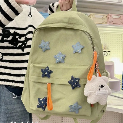 vzyzv  -  Japanese Cute Girl Star Patchwork Aesthetic Backpack Y2k All Match Canvas School Backpack for College Students Girl Mochilas