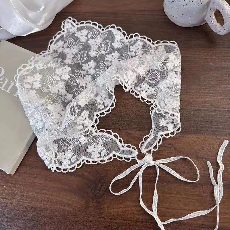 vzyzv  -  Lace Hair Scarf Women's Retro Triangular Headband Korean Version Ins Cinderella Headscarf Estate Girl Hair Accessories Gift