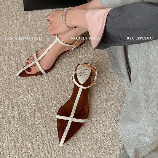 vzyzv -  Simple Sandals Women Shoes Narrow Band Sexy Sandals Kitten Heels Ladies Concise Footwear Summer Shoes Pointed Toe