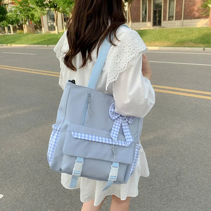 vzyzv  -   Fashion Kawaii Cute Bow Plaid Underarm Bag Casual Simple Japanese Chic Crossbody Bags Sweet Women  Y2k Shoulder Handbags