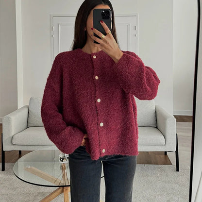 vzyzv  -  Autumn Knitted Women Cardigan Casual O Neck Long Sleeve Solid Female Sweater 2024 New Single-breasted Ladies Loose Streetwear