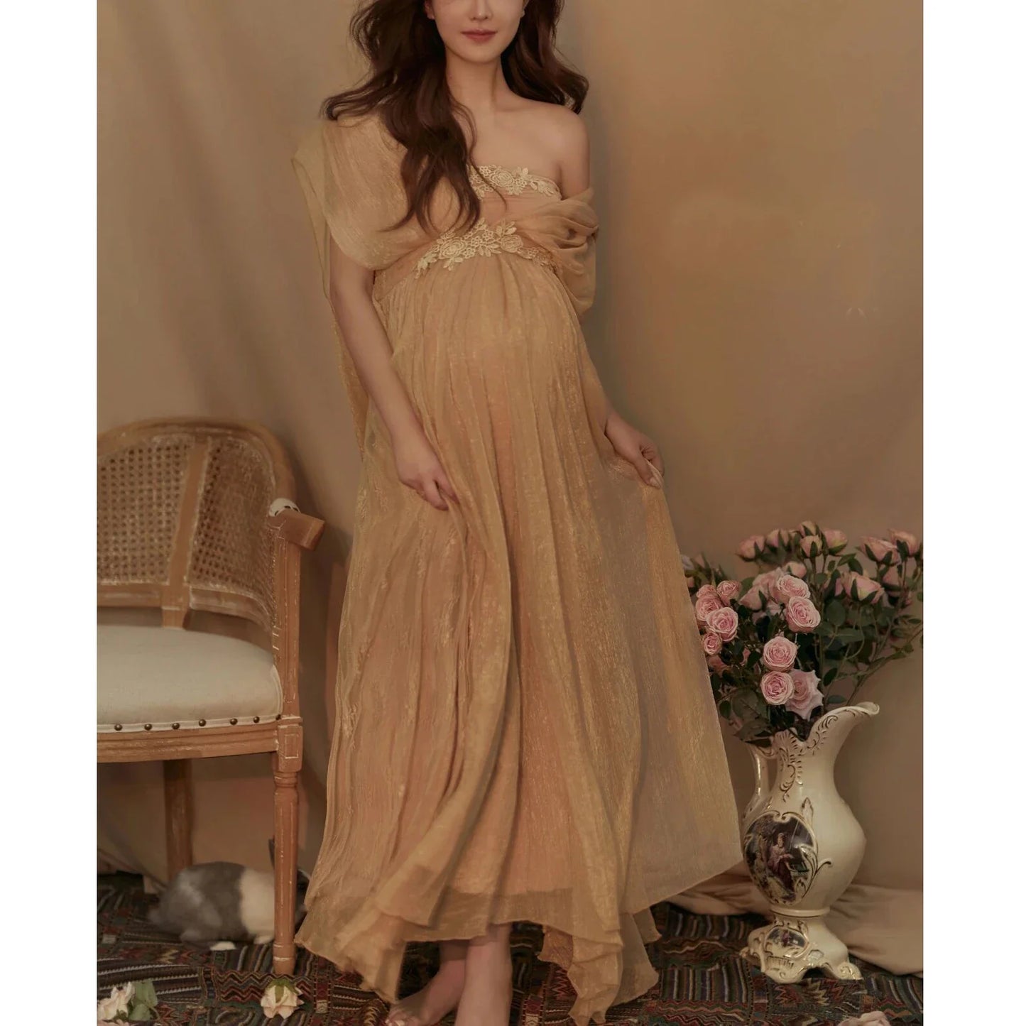 nvxiot  -  Elegant Maternity Maxi Gowns Dresses Photo for Photo Shoot Pregnant Wedding Party Dress Pregnancy Clothes Photography Prop Dress