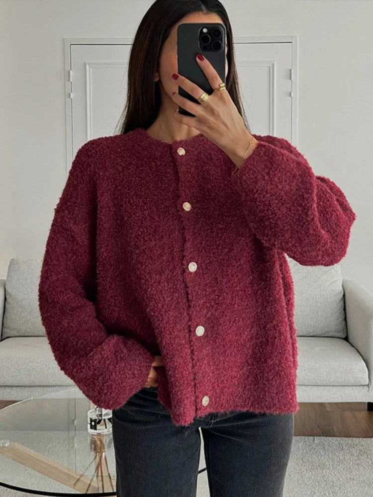 vzyzv  -  Autumn Knitted Women Cardigan Casual O Neck Long Sleeve Solid Female Sweater 2024 New Single-breasted Ladies Loose Streetwear