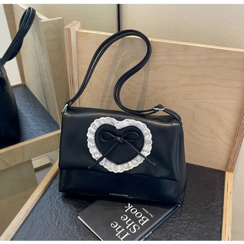 vzyzv -  Pink Sweet Shoulder Bag for Women Love Heart Fashion Large Capacity Casual Armpit Bag Elegant Harajuku Literary Handbag