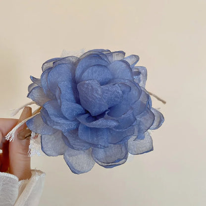 vzyzv  -  Cloth Flower Hair Claw Korean Ins Style Headwear Lace Large Rose Shark Clip Blue Black Cloth Rose Hair Clip Party