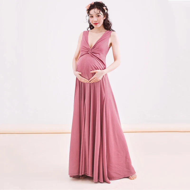 nvxiot  -  Classic Slim Maternity Photography Dresses Soft Sexy Solid Pregnant Women's Photo Shoot Dress Sleeveless Elegant Gravide Clothes